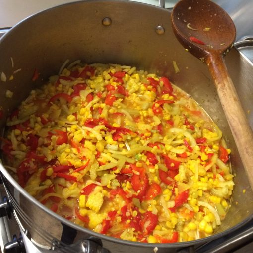 Photo - preparing Grandma Bees delicious corn relish